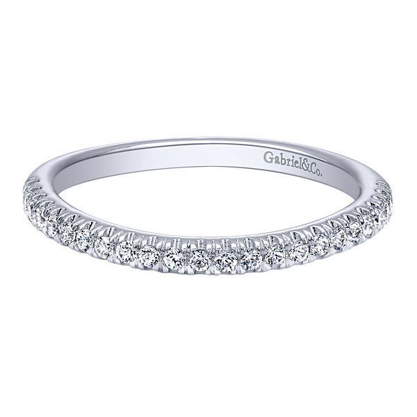 WEDDING - 14K White Gold Slightly Contoured Pave Diamond Wedding Band #306B