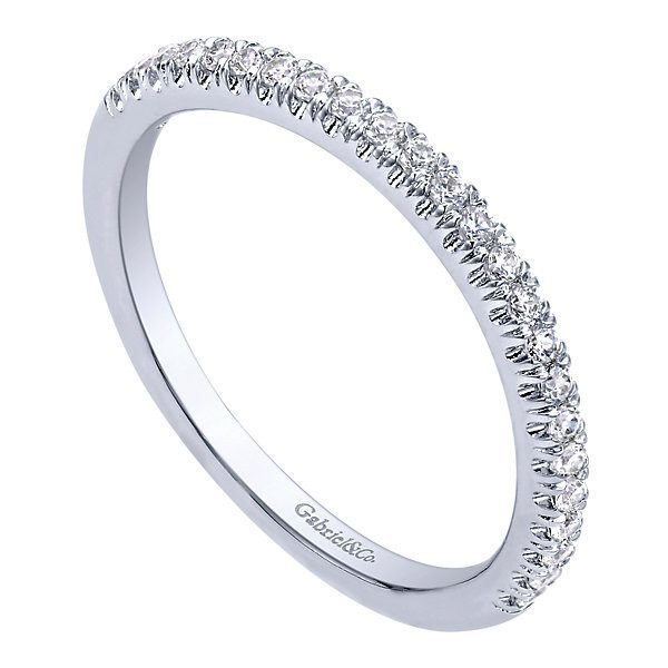 WEDDING - 14K White Gold Slightly Contoured Pave Diamond Wedding Band #306B