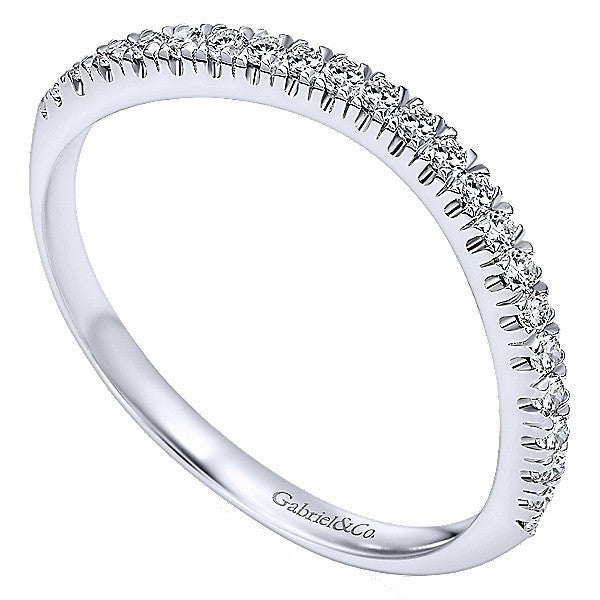 WEDDING - 14K White Gold Split Prong Contoured 1/6cttw Diamond Wedding Band