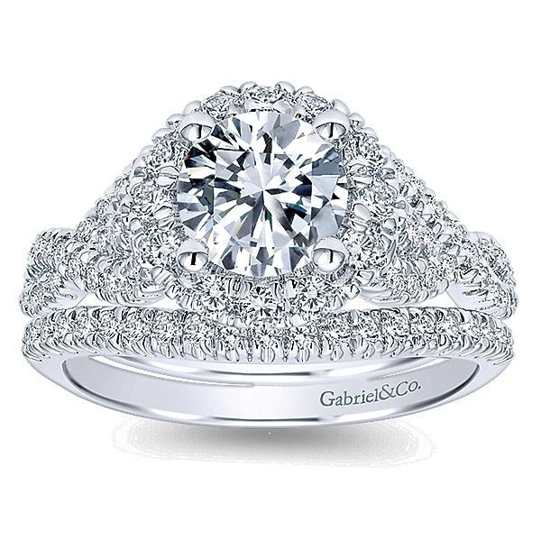 WEDDING - 14K White Gold Split Prong Contoured 1/6cttw Diamond Wedding Band