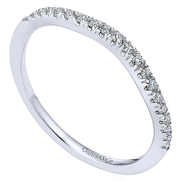 WEDDING - 14K White Gold Split Prong Contoured Diamond Wedding Band