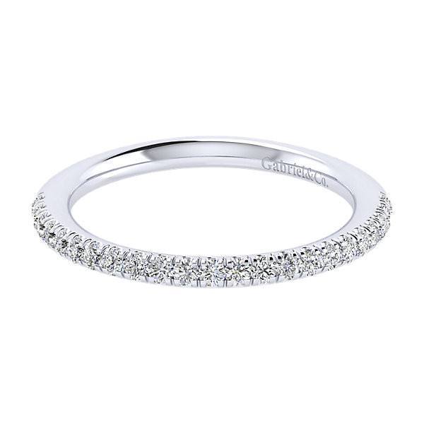 WEDDING - 14K White Gold Straight 1/4ct Pave Set Diamond Wedding Band #307B