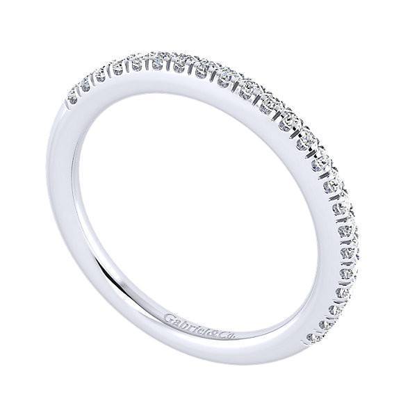 WEDDING - 14K White Gold Straight 1/4ct Pave Set Diamond Wedding Band #307B