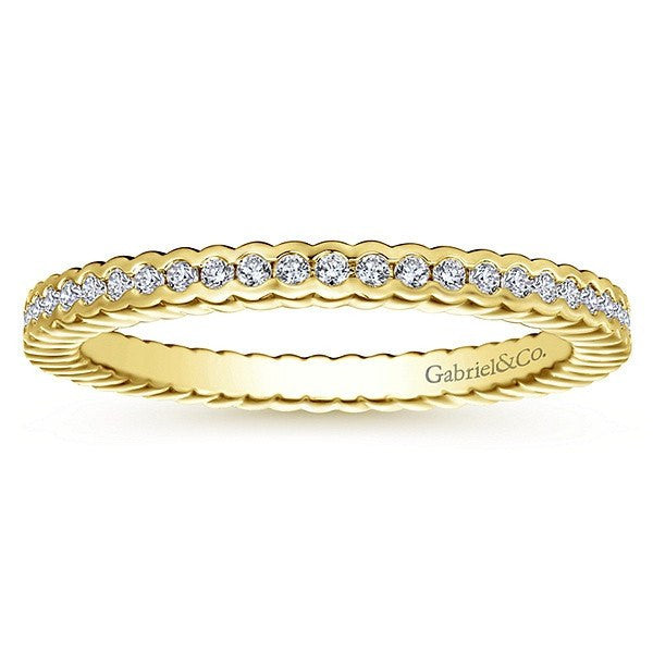 WEDDING - 14K Yellow Gold Half Bezel Set Diamond Eternity Band
