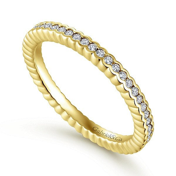 WEDDING - 14K Yellow Gold Half Bezel Set Diamond Eternity Band
