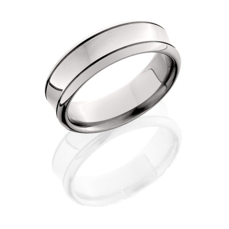 WEDDING - 7mm Wide Cobalt Mens Wedding Band With Beveled Edge