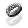WEDDING - Black Zirconium 8mm Mens Domed Tire Tread Wedding Band