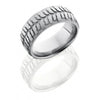 WEDDING - Black Zirconium 8mm Mens Domed Tire Tread Wedding Band