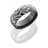 WEDDING - Black Zirconium 8mm Mens Domed Tire Tread Wedding Band