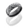 WEDDING - Black Zirconium 8mm Mens Domed Tire Tread Wedding Band