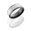WEDDING - Black Zirconium 8mm Wide Silver Cross Satin Wedding Band With Grooved Edges