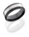 WEDDING - Ceramic And Tungsten 8mm Wide Wedding Band With Grooved Edges