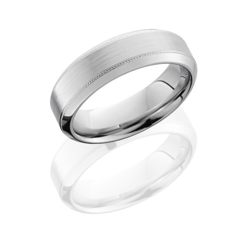 WEDDING - Cobalt Chrome 7mm Wide Beveled Wedding Band With Milgrain