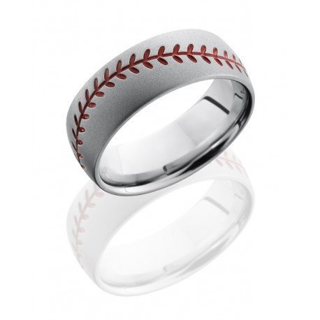 WEDDING - Cobalt Chrome 8mm Mens Baseball Stitch Wedding Band
