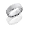 WEDDING - Cobalt Chrome 8mm Wide Angle Stone Finished Wedding Band With Grooved Edge