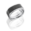 WEDDING - Cobalt Chrome 9mm Wide Flat Squared Wedding Band With Black Zirconium Inlay