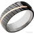 Damascus Steel Wide Wedding Band With 14K Rose Gold Strip