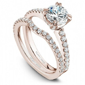 Wedding Ring - 14K Rose Gold .31cttw Curved U Shape Stackable Diamond Wedding Band #858B