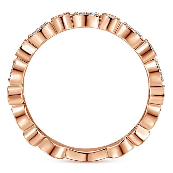 Wedding Ring - 14K Rose Gold Marquise Shaped Stackable Round Diamond Ring