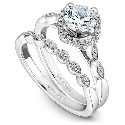 Wedding Ring - 14K White Gold .05cttw Marquise Bezel Diamond Wedding Band #820B