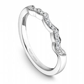 Wedding Ring - 14K White Gold .09cttw Bead Set Curved Diamond Wedding Band #830B