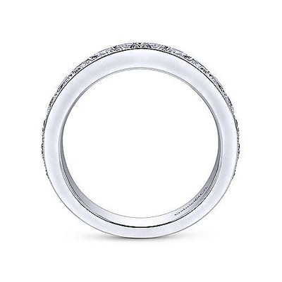 Wedding Ring - 14K White Gold 1.00cttw Bead Set 16-Stone Diamond Band With Milgrain Edging
