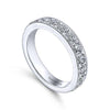 Wedding Ring - 14K White Gold 1.50cttw Bead Set 15-Stone Diamond Band With Milgrain Edging