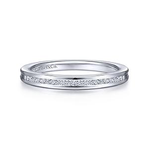 Wedding Ring - 14K White Gold .10cttw 20-Stone Channel Set Diamond Band