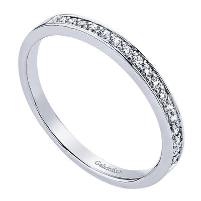Wedding Ring - 14K White Gold .13cttw Bead Set Round Diamond Wedding Band