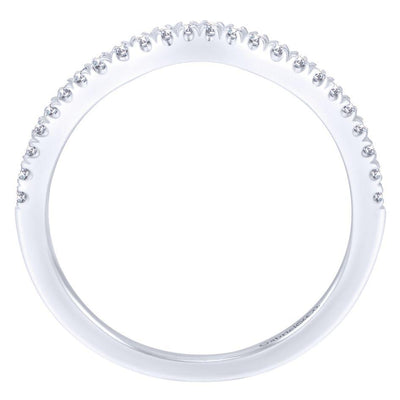 Wedding Ring - 14K White Gold .16cttw Curved Pave Diamond Wedding Band