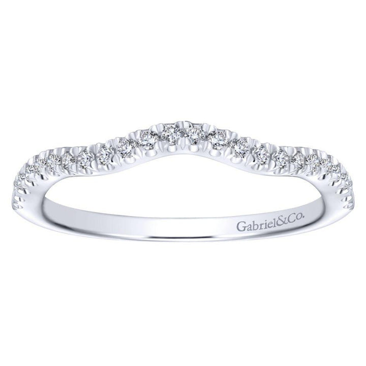 Wedding Ring - 14K White Gold .16cttw Curved Pave Diamond Wedding Band