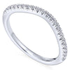 Wedding Ring - 14K White Gold .17cttw Curved Straight Pave Diamond Wedding Band