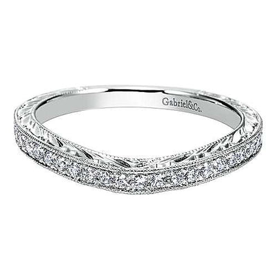 Engraved Shank Diamond Band .19Cttw 14K White Gold  144B