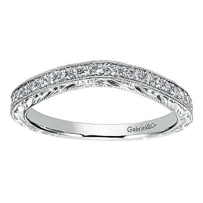 Engraved Shank Diamond Band .19Cttw 14K White Gold  144B