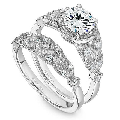 Wedding Ring - 14K White Gold .19cttw Ornate Stackable Diamond Wedding Band #802B