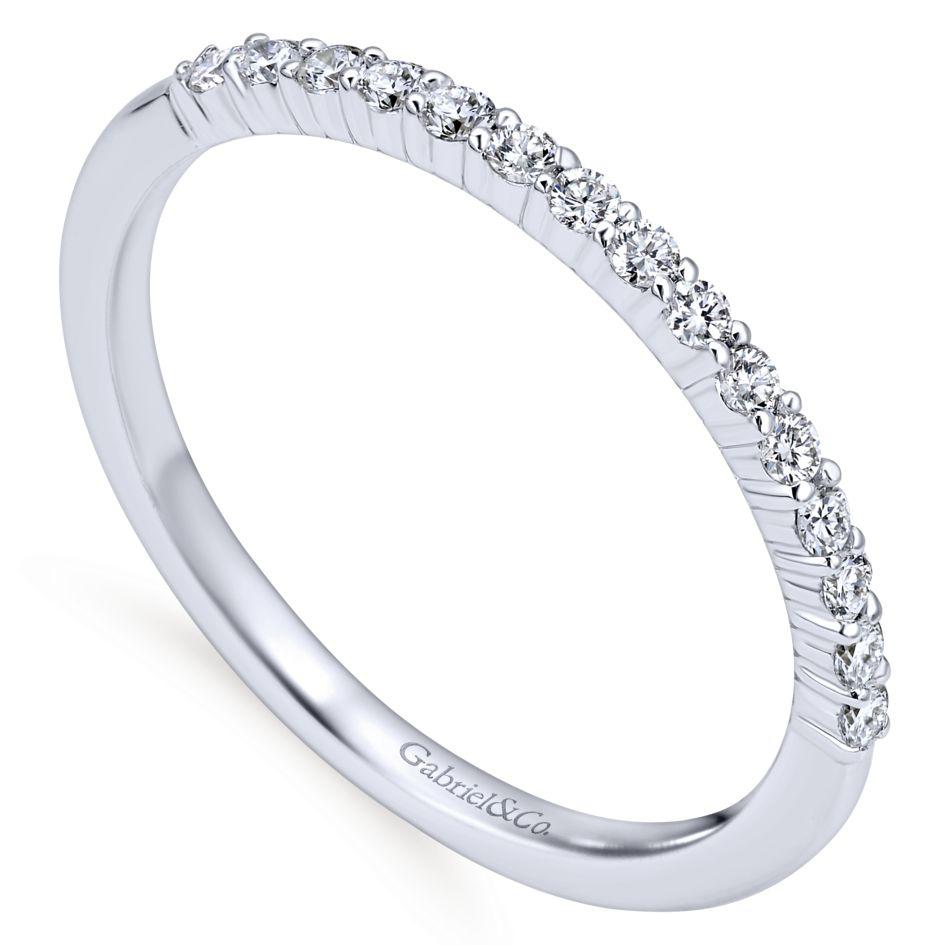 Wedding Ring - 14K White Gold .19cttw Straight Pave Diamond Wedding Band