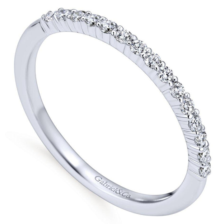 Wedding Ring - 14K White Gold .19cttw Straight Pave Diamond Wedding Band