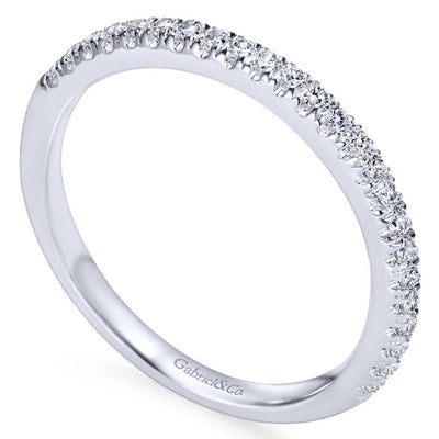 Wedding Ring - 14K White Gold .19cttw Straight Pave Diamond Wedding Band