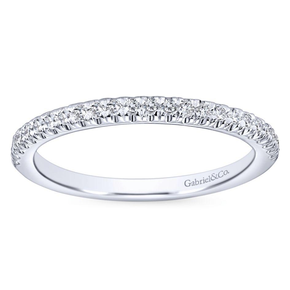Wedding Ring - 14K White Gold .19cttw Straight Pave Diamond Wedding Band