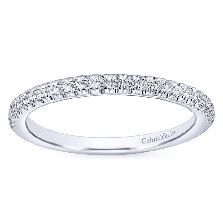 Wedding Ring - 14K White Gold .19cttw Straight Pave Diamond Wedding Band