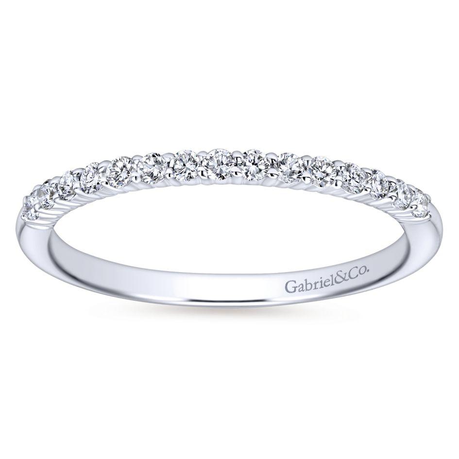 Wedding Ring - 14K White Gold .19cttw Straight Pave Diamond Wedding Band