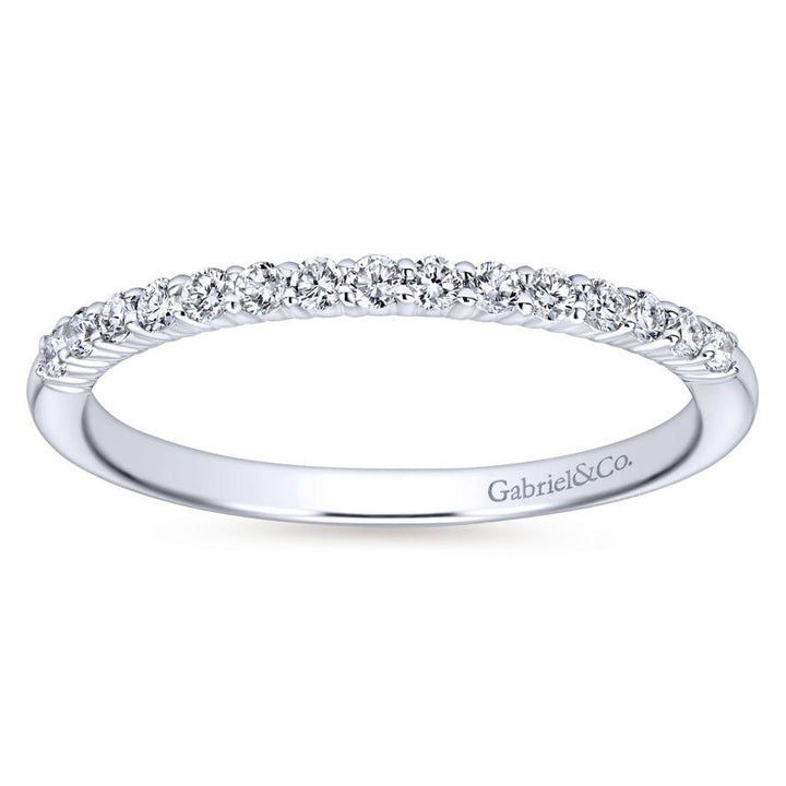 Wedding Ring - 14K White Gold .19cttw Straight Pave Diamond Wedding Band