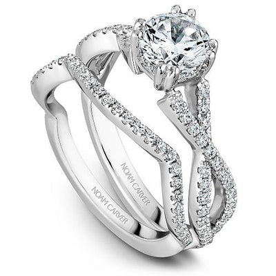 Wedding Ring - 14K White Gold .20cttw Contoured Diamond Wedding Band #824B