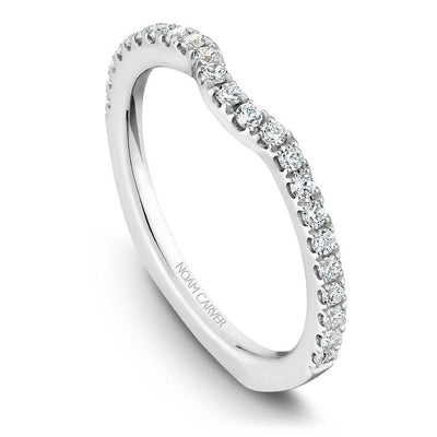 Wedding Ring - 14K White Gold .29cttw Contoured Diamond Wedding Band #819B