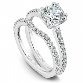 Wedding Ring - 14K White Gold .31cttw Curved U Shape Stackable Diamond Wedding Band #857B