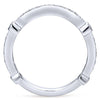 Wedding Ring - 14K White Gold .34cttw Bead Set Curved Diamond Wedding Band With Milgrain Detail.