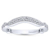 Wedding Ring - 14K White Gold .34cttw Bead Set Curved Diamond Wedding Band With Milgrain Detail.