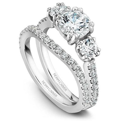 Wedding Ring - 14K White Gold .34cttw Contoured Diamond Wedding Band #812B