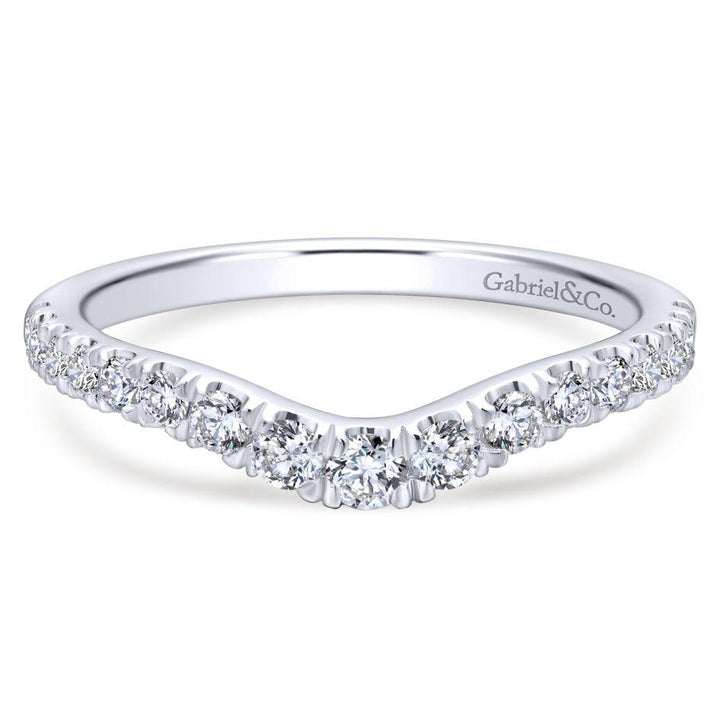 Wedding Ring - 14K White Gold .38cttw Curved Pave Diamond Wedding Band