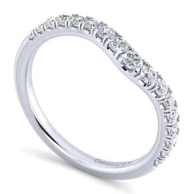 Wedding Ring - 14K White Gold .38cttw Curved Pave Diamond Wedding Band